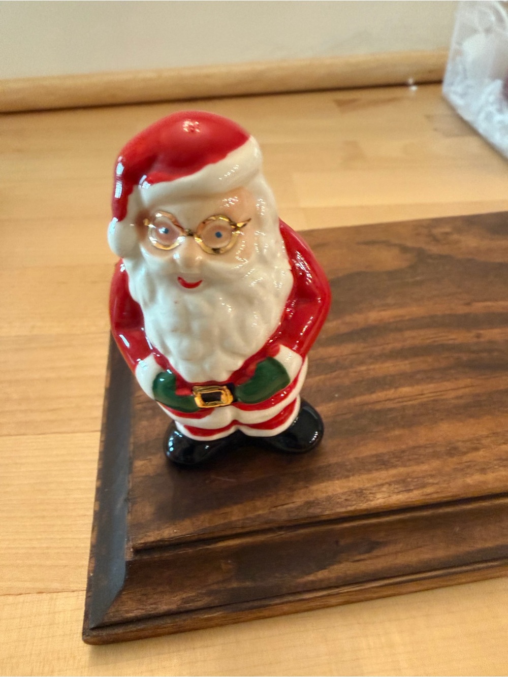 Nora Fleming Red, White and Green Ceramic Santa mini